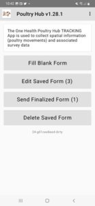 One Health Poultry Hub TRACKING App home screen