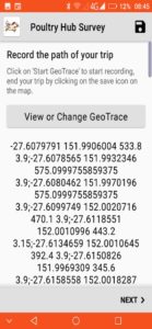 One Health Poultry Hub TRACKING App path record screen